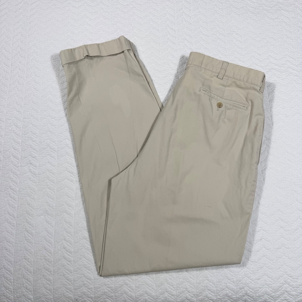 Vtg Polo Ralph Lauren Men Chino Pants 34x32 Cuffed Twill Pleated Light Baggy EC